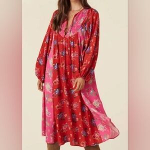 Spell solstice red and pink boho dress